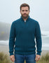 IrelandsEye Men's Ribbed Zip Neck Sweater | Petrol