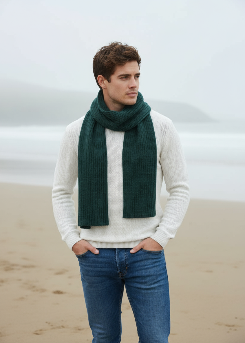 IrelandsEye Ribbed Merino Scarf | Green