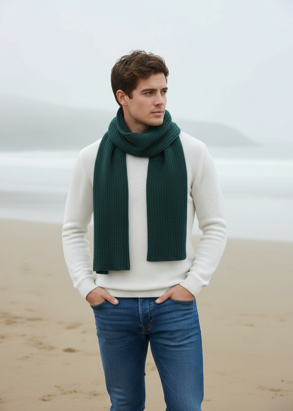 IrelandsEye Ribbed Merino Scarf | Green