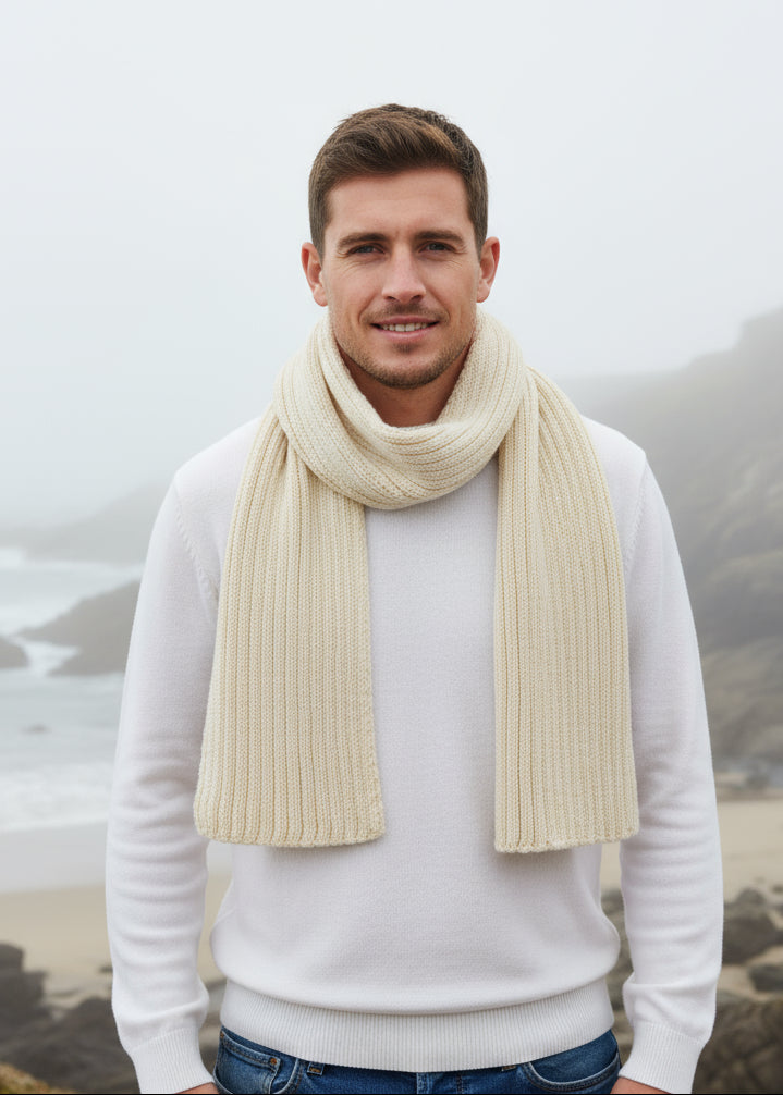 IrelandsEye Ribbed Merino Scarf | Natural