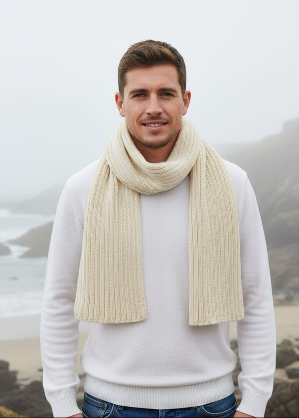 IrelandsEye Ribbed Merino Scarf | Natural