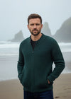 IrelandsEye Men's Zipped Ribbed Cardigan | Evergreen