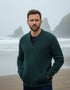 IrelandsEye Men's Zipped Ribbed Cardigan | Evergreen