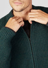 IrelandsEye Men's Zipped Ribbed Cardigan | Evergreen