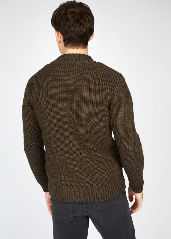 Men's Zipped Ribbed Cardigan | Forest Marl