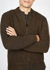 Men's Zipped Ribbed Cardigan | Forest Marl