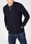 IrelandsEye Zipped Ribbed Cardigan | Navy