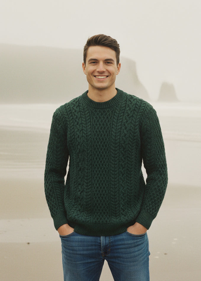 IrelandsEye Cuileann Aran Sweater | Green
