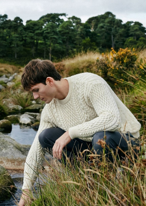 IrelandsEye Men's Cuileann Aran Sweater - Natural