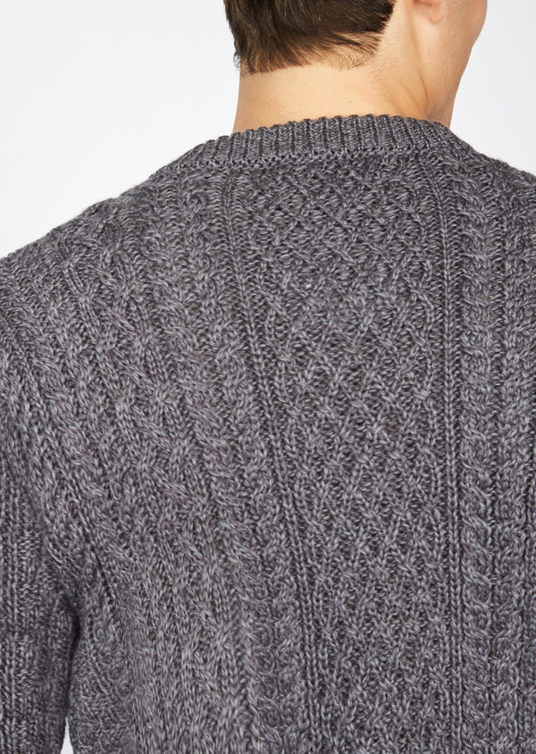 IrelandsEye Men's Cuileann Aran Sweater | Steel Marl