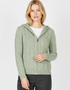 IrelandsEye Women's Aran Hooded Cardigan | Sage Marl