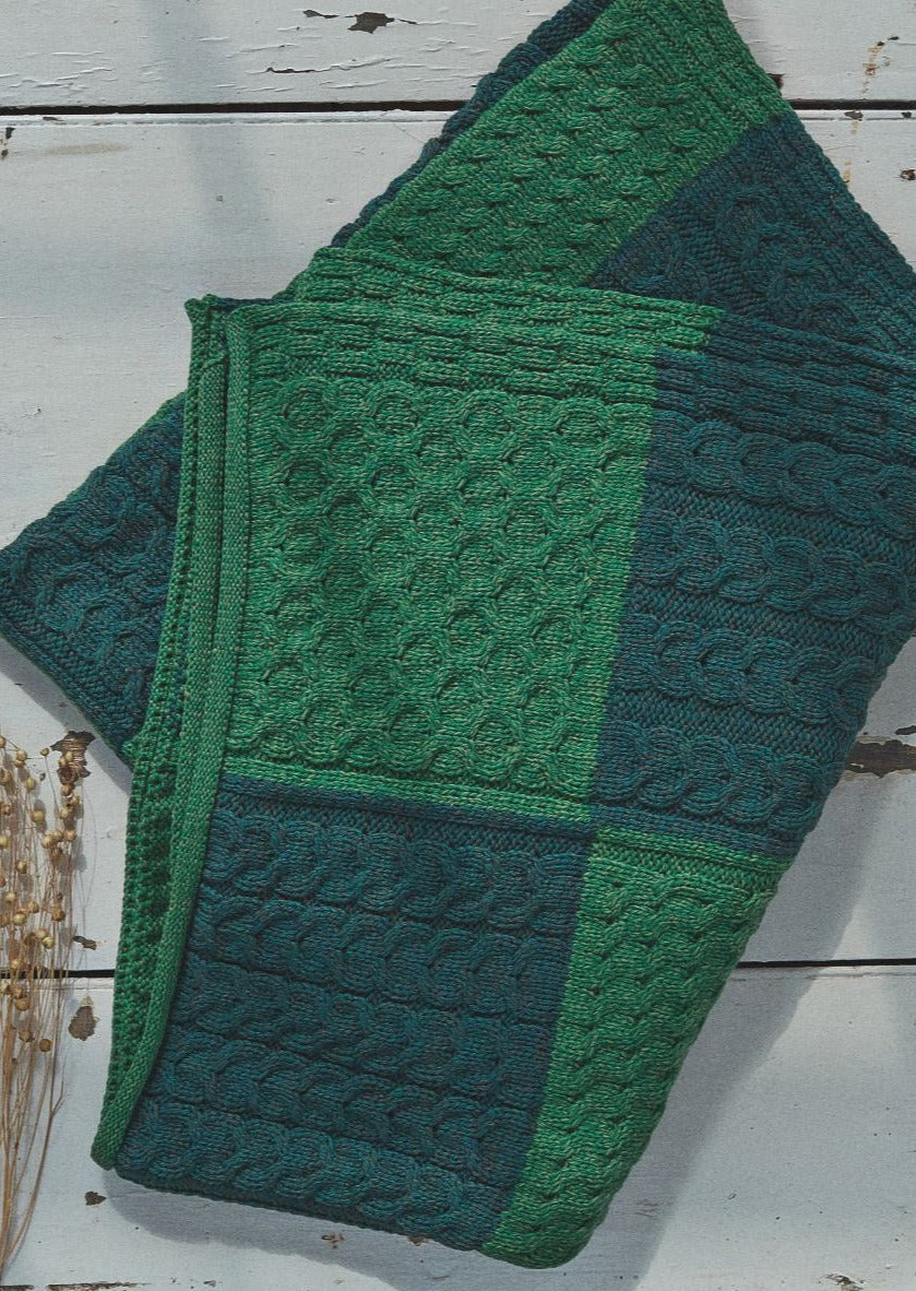 Aran Patch Blanket - Green