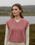 IrelandsEye Women's V Neck Aran Vest | Rosa Pink
