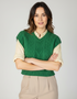 Women's Sweetpea V-Neck Aran Vest | Irish Merino Wool | Green