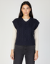 Women's V Neck Aran Vest | Navy