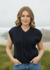 IrelandsEye Women's V Neck Aran Vest | Navy