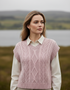 IrelandsEye Women's V Neck Aran Vest | Pink