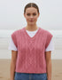 IrelandsEye Women's V Neck Aran Vest | Rosa Pink