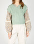 Women's V Neck Aran Vest | Sage Marl