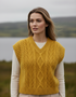 IrelandsEye Women's V Neck Aran Vest | Sunflower