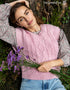 IrelandsEye Damen-Aran-Weste mit V-Ausschnitt | Rosa
