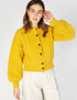 Cropped Aran Cardigan in Sunflower Yellow | 100% Merino Wool | IrelandsEye