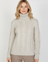 IrelandsEye Women's Polo Aran Sweater | Silver Marl