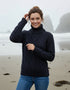 Women's Polo Neck Aran Sweater | Navy