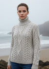 Women's Polo Aran Sweater | Silver Marl