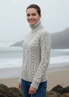 Women's Polo Aran Sweater | Silver Marl