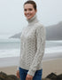 Women's Polo Aran Sweater | Silver Marl