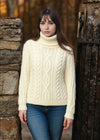 IrelandsEye Polo Neck Aran Sweater | Natural
