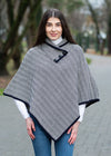 Ladies Herringbone Cape | Navy Grey