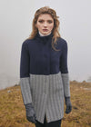 Ladies Herringbone Wool Coat | Natural Navy