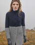 Women's Herringbone Wool Coat | Natural Navy | Merino Wool Blend