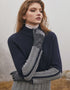 Ladies Herringbone Wool Coat | Natural Navy