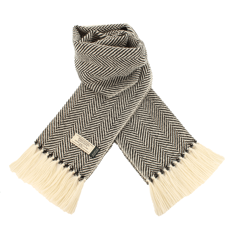 Mucros Alpaca Scarf | natural heringbone