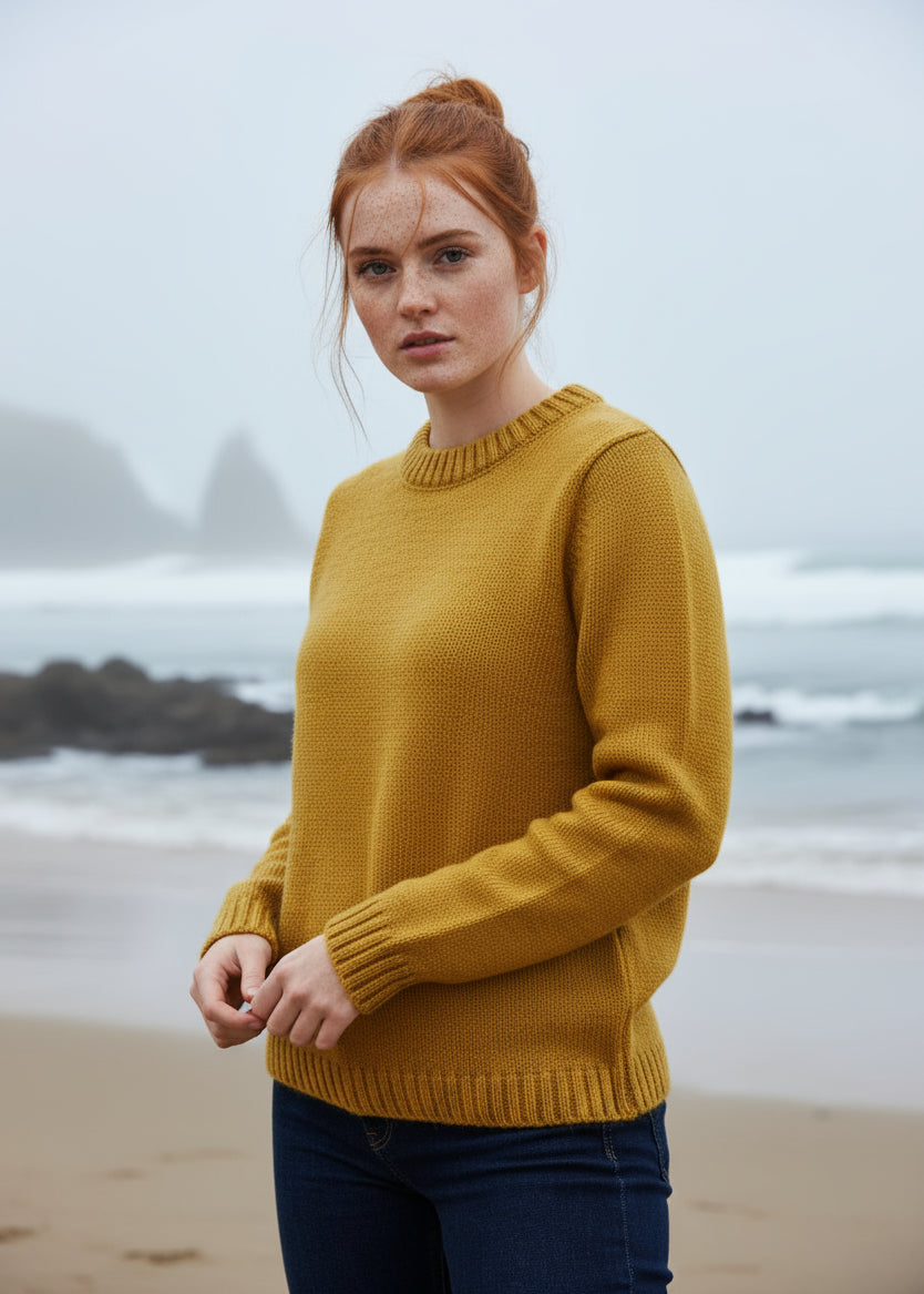 Aoife Merino Wool Crewneck Sweater | Yellow