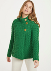 Aran 3 Buttons Trellis Cardigan | Green