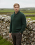 Aran Bunratty Shawl Collar Sweater | 100% Merino Wool | Green