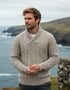 Aran Bunratty Shawl Collar Sweater | 100% Merino Wool | Oatmeal