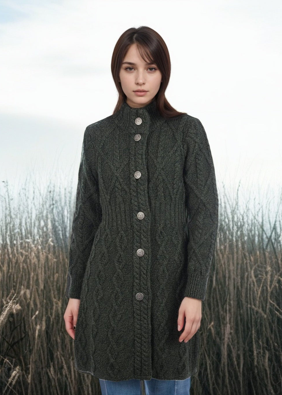 Aran Cable Signature Coat | Grey