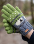 Aran Cable Sheep Finger Gloves | Blue & Green