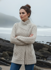 Aran Crafts Athenry Asymmetric Coat | oatmeal