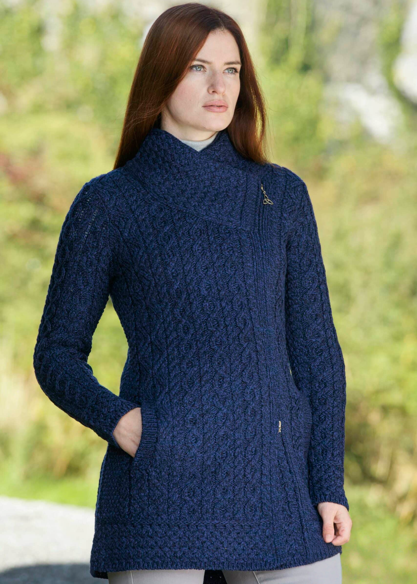 Aran Crafts Athenry Asymmetric Coat | Blue