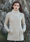 Aran Crafts Athenry Asymmetric Coat | Oatmeal