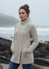 Aran Crafts Athenry Asymmetric Coat | Oatmeal