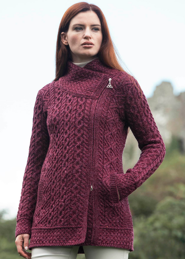 Aran Crafts Athenry Asymmetric Coat | Purple