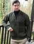 Aran Crafts Dingle Zipper Sweater | Green