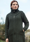 Aran Crafts Hooded Zip Coat | Green